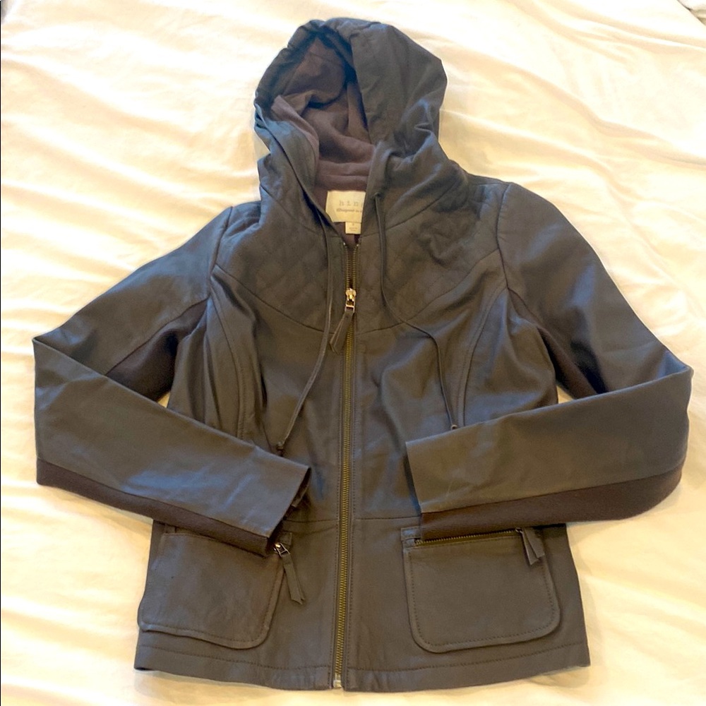 Hinge Hooded Leather Jacket